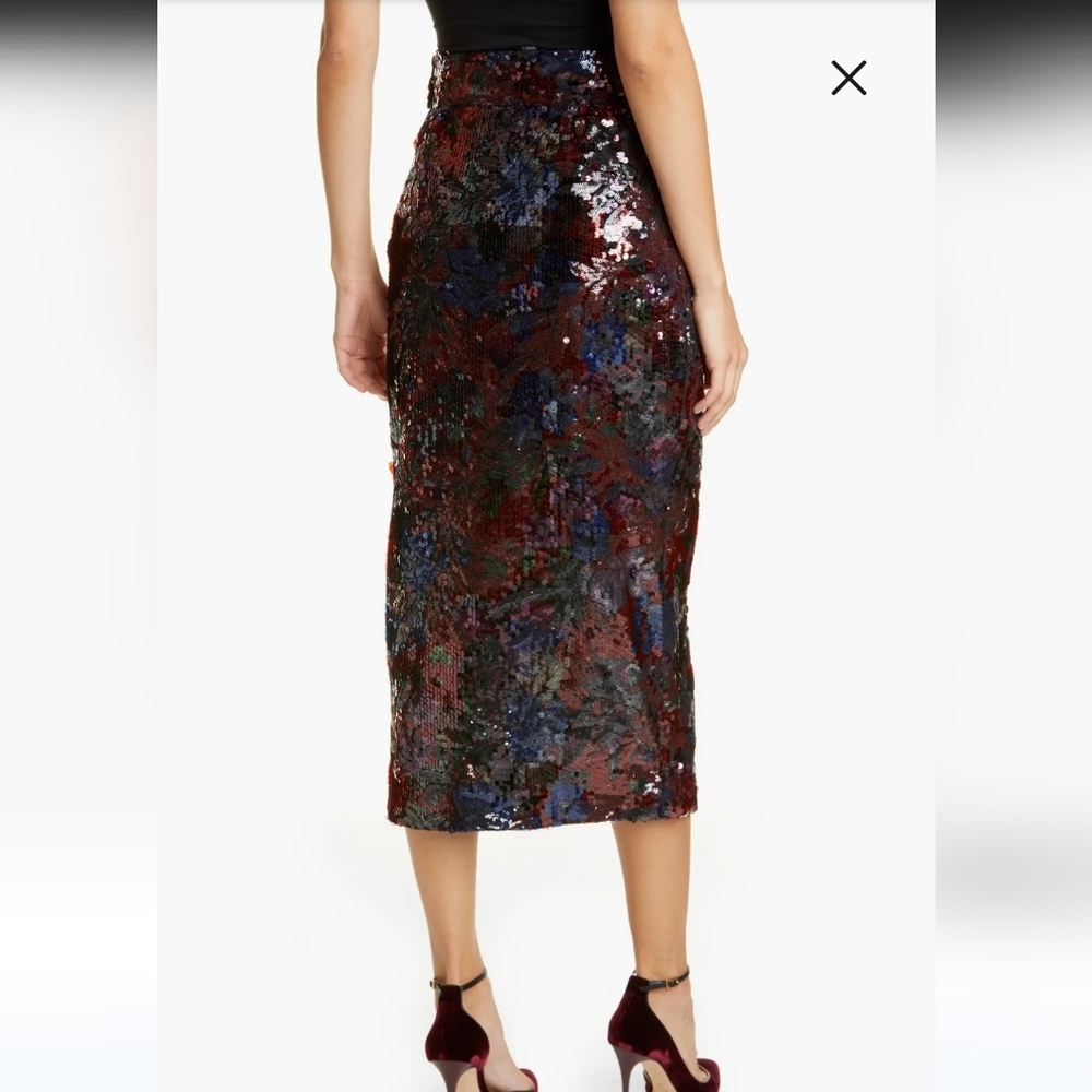 Roseanna Woodcut Sequin Midi Pencil Skirt, Sz 40/US 8 - Picture 3 of 15